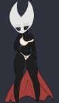  anthro arthropod black_body breasts clothed clothing featureless_feet female hi_res hollow_knight hornet_(hollow_knight) insect larrykitty looking_at_viewer panties simple_background solo team_cherry underwear video_games 