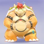  1:1 2020 anthro belly blush bowser hi_res humanoid_hands kemono koopa lates mario_bros nintendo overweight ring_fit_adventure scalie simple_background solo video_games 