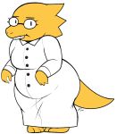  alphys anthro belly breasts buckteeth chubby_female clothed clothing coat digitalpelican eyewear female glasses lab_coat looking_at_viewer non-mammal_breasts pigeon_toed portrait reptile scales scalie short_stack slightly_chubby solo teeth thick_tail thick_thighs three-quarter_view tight_clothing topwear undertale video_games wide_hips yellow_body yellow_scales 