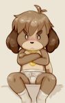  animal_crossing anthro blush briefs bulge canid canine canis clothing dandi digby_(animal_crossing) domestic_dog frown legwear male mammal necktie nintendo shih_tzu sitting socks solo tighty_whities toy_dog underwear video_games white_clothing white_underwear 