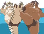  2020 anthro belly bulge butt clothing duo felid fur hi_res hottophoto humanoid_hands kemono licho_(tas) male mammal moobs nipples overweight overweight_male pantherine tiger tokyo_afterschool_summoners underwear video_games white_body white_fur 
