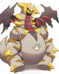  &lt;3 ? altered_forme_giratina ambiguous_gender belly belly_grab black_sclera disembodied_hand duo giratina grey_body hi_res legendary_pok&eacute;mon multi_leg multi_limb nintendo on_ice_(artist) pok&eacute;mon pok&eacute;mon_(species) red_eyes simple_background video_games white_background wings 