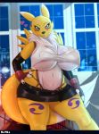  &lt;3 anthro big_breasts black_sclera breasts clothed clothing cosplay curvy_figure digimon digimon_(species) female final_fantasy final_fantasy_vii hand_on_hip hi_res huge_breasts letterbox looking_at_viewer night rayka renamon shirt solo square_enix standing tank_top teasing thick_thighs tifa_lockhart topwear video_games voluptuous wide_hips 