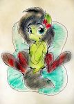  anonymous_artist black_hair clothing earth_pony emerald_blade emerald_blade_(oc) equid equine fan_character female feral friendship_is_magic fruyal_85 green_eyes hair hi_res horse legwear mammal my_little_pony open_mouth overknees pillow pony ribbons socks solo spread_legs spreading traditional_(artwork) 
