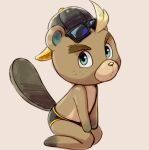  animal_crossing anthro backwards_hat beaver briefs c.j._(animal_crossing) clothing dandi eyebrows eyewear kneeling male mammal nintendo rodent solo sunglasses thick_eyebrows underwear video_games 