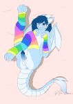  absurd_res anthro anus armwear blue_anus blushed butt clothing cute_eyes cute_face dragon draigy draigy_icer genitals girly hi_res horn leg_warmers legwear male penis presenting presenting_anus presenting_penis racheloal rainbow scalie smile solo spiked_tail spikes super_gay wings 