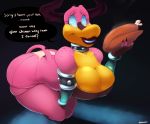  absurd_res anthro big_breasts big_butt black_background breasts butt chicken_meat chicken_wings cleavage clothed clothing dialogue dragon dragoness_(vimhomeless) female fingerless_gloves food gloves handwear hi_res lipstick loincloth makeup meat simple_background solo vimhomeless wide_hips 