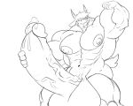  5:4 anthro balls big_balls big_muscles big_penis bodily_fluids bovid caprine cartoon_network cum ejaculation erection flexing genital_fluids genitals goat hair horn huge_balls huge_muscles huge_penis hyper hyper_balls hyper_genitalia hyper_muscles hyper_penis looking_at_viewer male mammal masturbation monochrome muscular navel nipples nude penis regular_show sachiel_666 sketch smile solo thomas_(regular_show) tongue tongue_out vein veiny_penis 