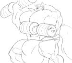  anthro balls big_balls big_bulge big_muscles big_penis bulge canid canine canis dumbbell genitals hair huge_balls huge_bulge huge_muscles huge_penis hyper hyper_balls hyper_bulge hyper_genitalia hyper_muscles hyper_penis lifting male mammal monochrome muscledragonwolf muscular navel penis sachiel_666 sketch smile solo text weights wolf 