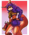  2020 absurd_res anthro beauty_mark blue_hair brown_eyes butt canid canine carmelita_fox clothing female fox fur gloves hair handwear hi_res jacket long_hair looking_at_viewer mammal sly_cooper_(series) solo sony_corporation sony_interactive_entertainment sucker_punch_productions toastyscones topwear video_games 