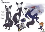  2020 4_toes 5_fingers animal_genitalia anthro balls black_body black_fur canid canine digital_media_(artwork) english_text fennec fingers fox fur genitals hair male mammal model_sheet sheath standing text toes unimpressive_(artist) white_hair 