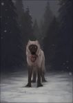  2020 black_border black_nose border canid canine canis detailed_background digital_media_(artwork) feral forest mammal night oneminutesketch outside snow solo tree wolf 