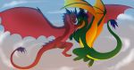  2020 claws day detailed_background digital_media_(artwork) dragon hi_res horn outside sky spines wrappedvi wyvern 