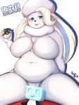  2019 3:4 ? alternate_species alternate_version_at_source ambiguous_gender anthro anthro_focus areola avian belly big_breasts blonde_hair blue_eyes blush breasts chest_tuft clothing convenient_censorship curvy_figure duo eiscue featureless_breasts female female_focus feral for_a_head fur fur_tuft furrification gym_leader hair hat headgear headwear hi_res holding_object holding_pok&eacute;ball huge_breasts ice_face_eiscue kemono larger_female long_hair looking_at_viewer mammal melony_(pok&eacute;mon) mostly_nude navel nintendo open_mouth overweight overweight_female pok&eacute;ball pok&eacute;mon pok&eacute;mon_(species) polar_bear puffy_areola shibaemonxsk simple_background sitting size_difference smaller_ambiguous smile solo_focus spread_legs spreading thick_thighs tuft ultra_ball ursid ursine video_games voluptuous white_background wide_hips 