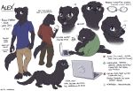  2020 4_toes 5_fingers anthro clothed clothing computer digital_media_(artwork) domestic_ferret english_text eyewear feral fingers glasses green_eyes laptop male mammal model_sheet mustela mustelid musteline smile solo text toes unimpressive_(artist) 