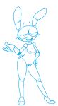  animatronic anonymous_artist anthro blue_and_white blush breasts eyebrows female five_nights_at_freddy&#039;s five_nights_at_freddy&#039;s_2 genitals half-closed_eyes lagomorph leporid looking_at_viewer machine mammal monochrome ms_paint narrowed_eyes pussy rabbit raised_eyebrows robot simple_background small_breasts smile solo style_parody toy_bonnie_(fnaf) video_games white_background 