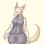  1:1 anthro bottomwear chatora_(pixiv) clothed clothing female fully_clothed fur fur_tuft grey_clothing inner_ear_fluff mammal open_mouth simple_background skirt solo topwear tuft 
