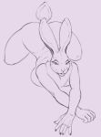  2020 5_fingers anthro big_breasts breasts female fingers grey_background hi_res lagomorph leporid looking_at_viewer lord_magicpants mammal monochrome nude rabbit simple_background smile solo 