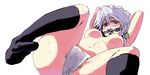  ball_gag bdsm bondage bound braid breasts feet gag gagged izayoi_sakuya kneehighs kumadano medium_breasts nipples panties short_hair silver_hair socks solo sweat tears touhou twin_braids underwear 