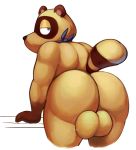  2020 animal_crossing anthro balls big_butt brown_body brown_fur butt canid canine elfein fur genitals hi_res male mammal nintendo raccoon_dog simple_background solo tanuki tom_nook_(animal_crossing) video_games 