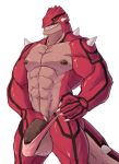  abs absurd_res anthro anthrofied balls barely_contained blush brown_nipples claws clothed clothing genitals ghangaji grin groudon hand_on_hip hi_res holding_penis humanoid_genitalia humanoid_penis legendary_pok&eacute;mon male muscular muscular_male nintendo nipples pecs penis pink_clothing pink_underwear pok&eacute;mon pok&eacute;mon_(species) pok&eacute;morph red_body sharp_teeth simple_background smile solo spikes teeth topless underwear vein video_games white_background white_claws yellow_sclera 