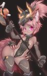  absurd_res anthro armwear black_background blush boots breasts canid canine canis clothing domestic_dog elbow_gloves female fingerless_gloves footwear gloves hair handwear hi_res inner_ear_fluff kemono legwear mammal open_mouth pink_eyes pink_hair simple_background small_breasts solo staff syrup_(artist) thigh_boots thigh_highs tuft wide_hips 
