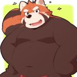  1:1 2020 96tning ailurid anthro belly blush fur kemono male mammal moobs navel overweight overweight_male red_body red_fur red_panda simple_background solo 