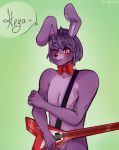  blush bonnie_(fnaf) bow_tie five_nights_at_freddy&#039;s fur guitar hi_res lagomorph leporid male mammal moofooroo musical_instrument plucked_string_instrument rabbit shy solo string_instrument video_games 