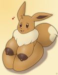  &lt;3 2020 anthro areola big_breasts blush breasts brown_body brown_fur curvy_figure eevee female fur half-closed_eyes hi_res hoodie_stalker huge_breasts kneeling looking_at_viewer narrowed_eyes neck_tuft nintendo nipples nude open_mouth open_smile pok&eacute;mon pok&eacute;mon_(species) simple_background smile solo thick_thighs tuft video_games voluptuous wide_hips 