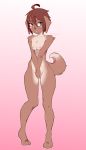  2020 anthro areola blue_eyes blush breasts brown_hair canid canine canis coffeechicken domestic_dog female gradient_background hair kess_(coffeechicken) mammal nipples nude short_hair simple_background solo 