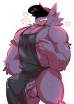  anthro apron apron_only balls baseball_cap big_muscles big_pecs big_penis biped black_clothing black_hair bodily_fluids breath chest_tuft claws clothing cum cum_through_clothing erection erection_under_clothing fur gengar genital_fluids genitals hair hat headgear headwear huff humanoid_genitalia humanoid_penis kokuhane kokuhane_(character) male masturbation mostly_nude muscular muscular_male nintendo panting pecs penis pok&eacute;mon pok&eacute;mon_(species) portrait purple_balls purple_body purple_fur purple_penis red_clothing red_hat red_headwear simple_background solo standing sweat teeth tenting three-quarter_portrait tongue tongue_out tuft vein veiny_penis video_games wet wet_clothing white_background 