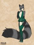  2020 4_toes 5_fingers alishka anthro black_nose breasts clothed clothing digital_media_(artwork) digitigrade eyebrows eyelashes female fingers fur grey_body grey_fur hi_res lingerie mammal procyonid raccoon small_breasts smile solo toes 