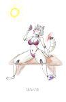  10ne-v absurd_res alexa anthro beach bikini bodily_fluids breasts canid canine clothed clothing fan_(disambiguation) female fox hi_res living_machine machine mammal pawpads robot seaside sitting solo spreading sun sweat swimwear tongue tongue_out 