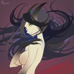  1:1 2020 breasts brown_hair claws digital_media_(artwork) featureless_breasts female hair horn humanoid long_hair looking_back margony nude solo 
