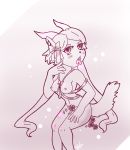  anthro blush bodily_fluids breasts cherrina44 dragon female freedom_planet fur hair hi_res hybrid long_hair mammal mostly_nude navel nipples saliva sash_lilac solo tongue tongue_out video_games 