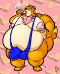  anthro azelio_the_fox_(character) balls big_balls big_penis canid canine clothing collectollider digital_media_(artwork) fox fur genitals hair humanoid_genitalia humanoid_penis hyper hyper_genitalia male mammal mankini moobs muscular nipple_piercing nipples open_mouth overweight pecs penis piercing simple_background solo thong underwear 
