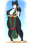  2018 absurd_res anthro armband asian_clothing bare_legs big_breasts big_hair black_hair bracelet breasts chinese_clothing chinese_dress chun-li cleavage cleavage_overflow clothed clothing cosplay covered_navel covered_nipples curvy_figure dress east_asian_clothing eyeshadow female flats footwear giant_panda hair hi_res huge_breasts jewelry lei_(skecchiart) long_hair looking_at_viewer makeup mammal no_underwear pelvic_curtain portrait side_boob signature simple_background skecchiart solo spiked_armband spiked_bracelet spikes thick_thighs toes ursid video_games watermark white_clothing white_footwear white_hair wide_hips 