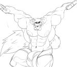  anthro big_bulge bow_tie boxers_(clothing) bulge canid canine clothing grin gun hair holding_object huge_bulge hyper hyper_bulge looking_at_viewer male mammal monochrome muscular navel nipples ranged_weapon sachiel_666 sketch smile solo underwear weapon 