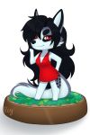  anthro black_hair clothed clothing dress eyebrows eyelashes female hair red_eyes satsukii solo standing 