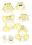  2020 anthro belly clothing eyes_closed felid hi_res humanoid_hands male mammal navel nipples overweight overweight_male pantherine professor_fluff simple_background solo tiger underwear white_background 
