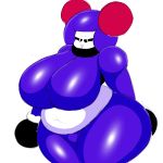  1:1 abdominal_bulge alien breasts chubby_female clothing costume demon female focus hi_res humanoid inflatable inflation itisjoidok joid_(itisjoidok) navel overweight puffy sharp_teeth slightly_chubby solo solo_focus suit teeth thick_thighs 