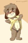  animal_crossing anthro balls canid canine canis clothed clothing clothing_lift digby_(animal_crossing) domestic_dog genitals hi_res humanoid_genitalia humanoid_penis male mammal nintendo penis shirt shirt_lift solo topwear unboxyguy uncut video_games 