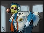  animal_crossing anthro avian bird clothing columbid dodo eyewear headgear headphones headset hi_res male necktie nintendo pilot shtarfish slightly_chubby solo sunglasses underwear undressing video_games wilbur_(animal_crossing) 