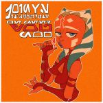  &lt;3 1:1 ahsoka_tano alien alien_humanoid blue_eyes cleavage_cutout clothing facial_markings fellatio_gesture female fingerless_gloves gesture gloves handwear head_markings humanoid markings not_furry orange_background orange_body orange_skin seductive simple_background solo splooge star_wars suggestive suggestive_gesture togruta 