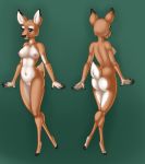  anthro breasts brown_body brown_eyes brown_fur butt cervid female fur genitals hi_res mammal nipples pussy solo vespur white_body white_fur 