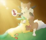  anatomically_correct animal_genitalia animal_penis balls bodily_fluids canid canine canine_penis duo eeveelution fellatio female feral feral_on_feral genitals hi_res knot leafeon lens_flare lycanroc male male/female mammal midday_lycanroc nintendo oral penile penis pok&eacute;mon pok&eacute;mon_(species) saja1222 saliva saliva_on_penis saliva_on_tongue sex tongue tongue_out video_games 