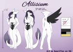  alisium anthro black_hair digitigrade dragon female hair model_sheet nude solo spaciitea tongue wings 