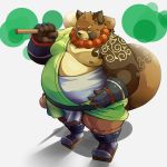  1:1 2020 absurd_res anthro asian_clothing belly brown_body brown_fur canid canine clothing east_asian_clothing footwear fundoshi fur gyobu hi_res humanoid_hands japanese_clothing kemono male mammal overweight overweight_male qmdk1234 raccoon_dog robe sandals solo tanuki tattoo tokyo_afterschool_summoners underwear video_games 