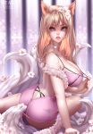  absurd_res ahri_(lol) animal_humanoid bear-witch big_breasts blonde_hair blue_eyes bra breasts butt canid canid_humanoid canine canine_humanoid clothing female fox_humanoid hair hi_res humanoid league_of_legends looking_back mammal mammal_humanoid multi_tail riot_games solo underwear video_games 