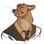  angry anthro better_call_saul black_clothing breaking_bad brown_body brown_fur brown_hair brown_nose clothed clothing coconutmilkyway fur hair headshot_portrait hyaenid male mammal necktie open_mouth portrait saul_goodman simple_background solo suit teeth white_background yellow_clothing 